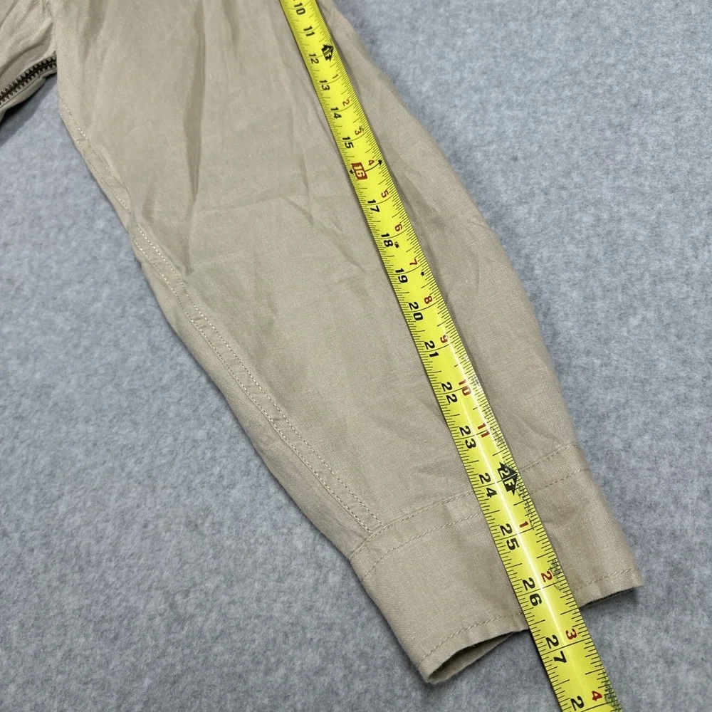 Lucky Brand Guayabera Embroidered Linen Button Up Shirt Men's XL Beige